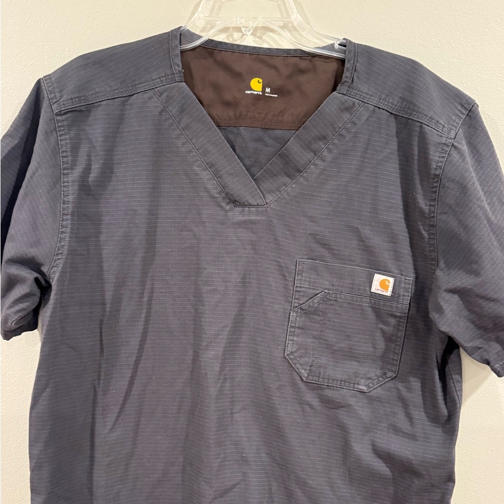 Carhartt Scrub Top Adult Gray Ripstop Utility V Neck Medical Nursing Men Medium‎